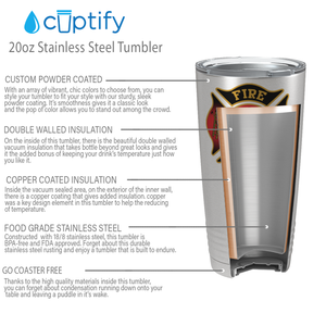 Red and Black Fire Department Badge 20oz Stainless Firefighter Tumbler