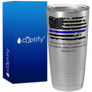 Thin Blue Flag Peacemakers 20oz Stainless Police Tumbler