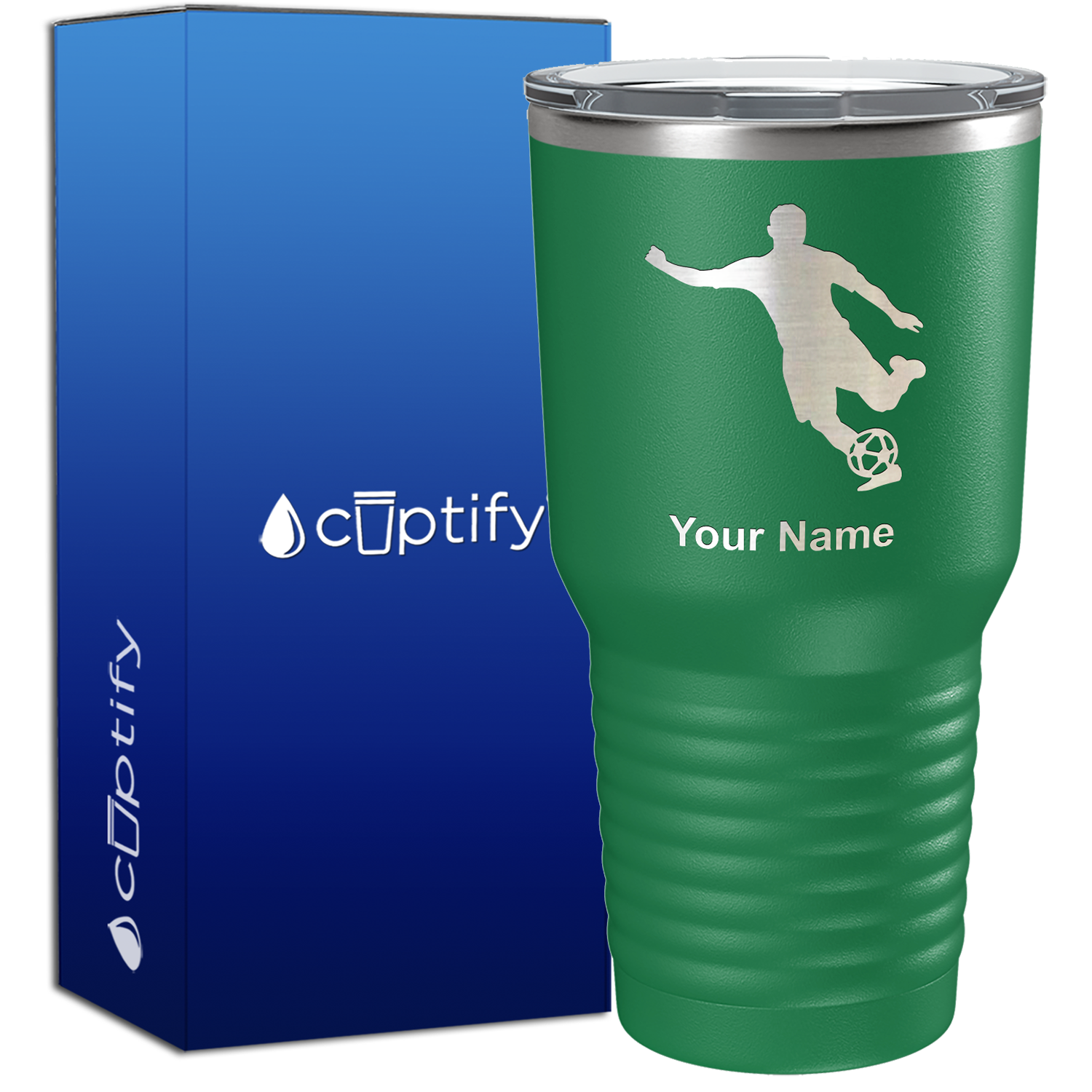 Personalized Soccer Player Silhouette 30oz Soccer Tumbler