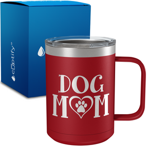 Dog Mom Heart 15oz Stainless Steel Mug
