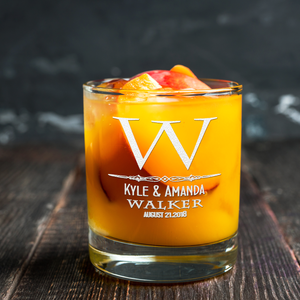 Personalized Classic Monogram Initial Date 16 oz Glass Can