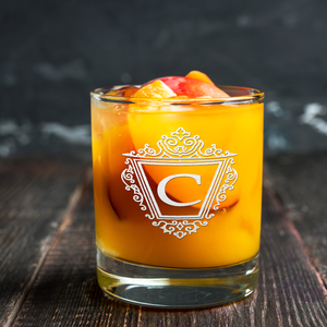 Personalized Classic Crest Monogram Laser Engraved on 10.25 oz Rocks Old Fashion Glass