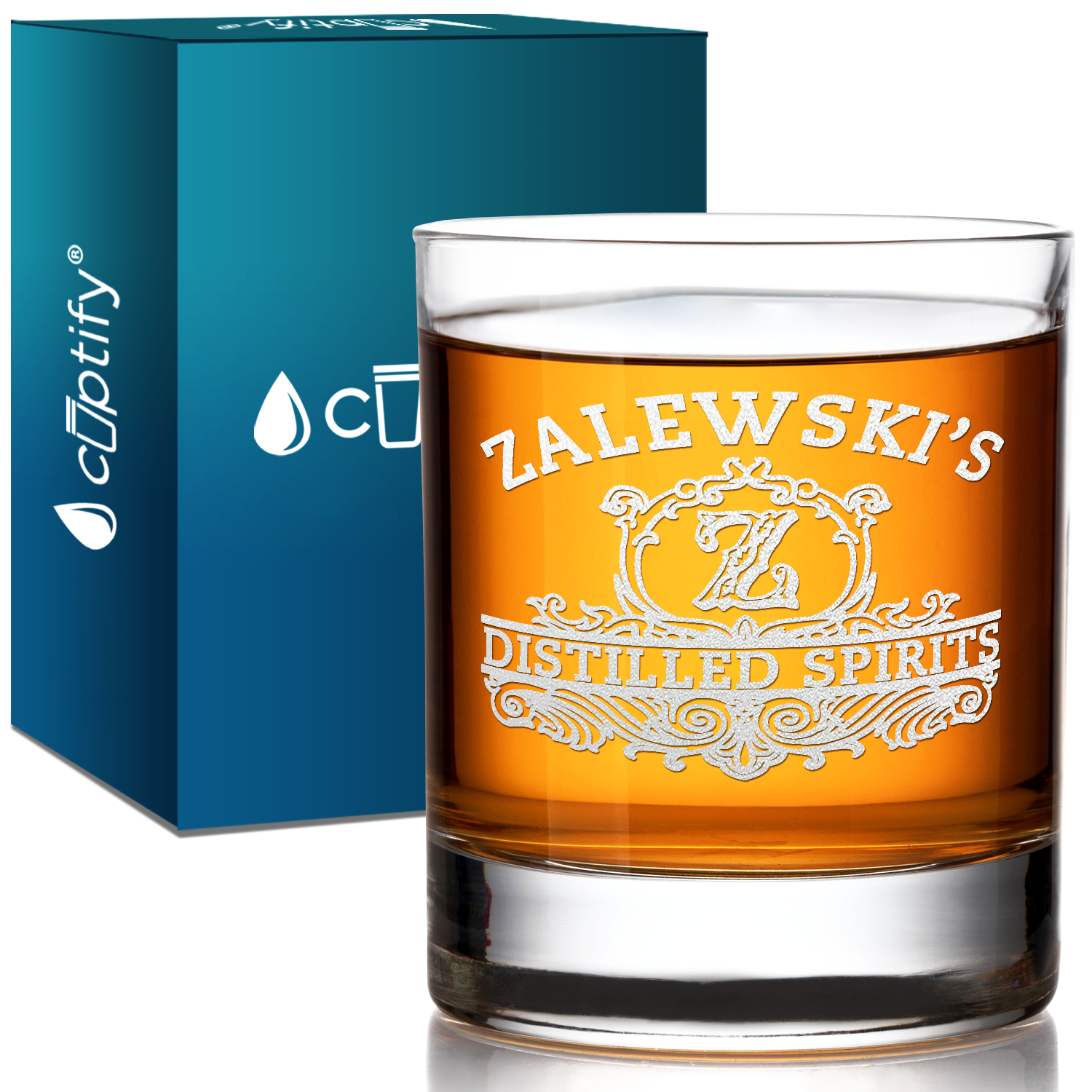 Personalized Distilled Spirits Surname and Initial 16 oz Glass Can