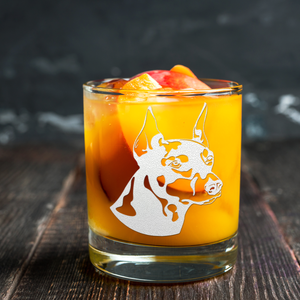 Doberman Pinscher Etched on 10.25oz Old Fashion Glass