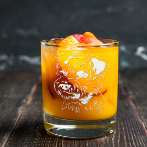 Miniature Schnauzer Head Etched on 10.25oz Old Fashion Glass