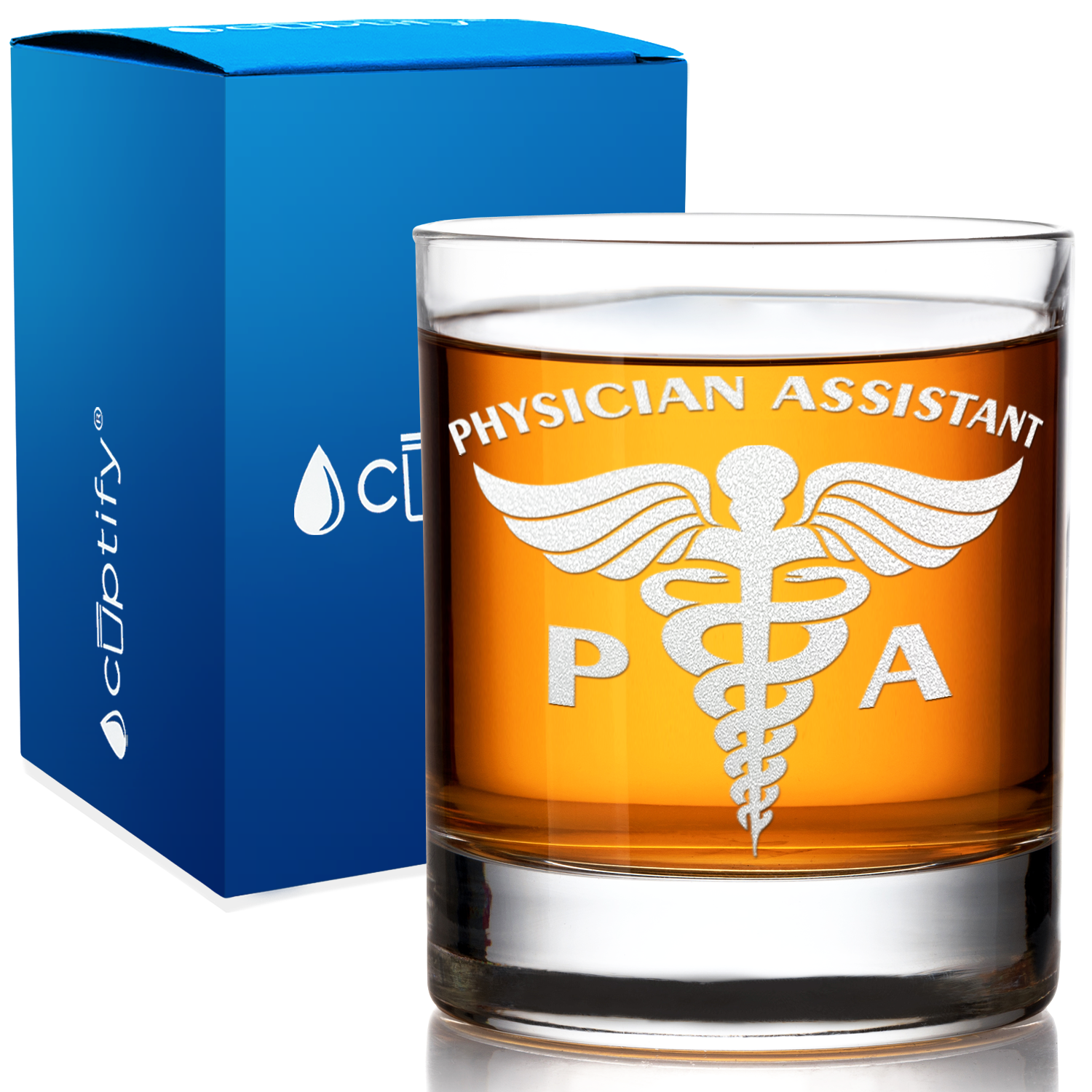 PA Physician Assistant Etched on 10.25oz Old Fashion Glass