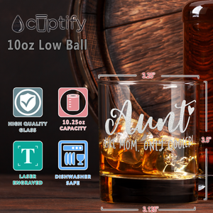 Aunt Like Mom, Only Cooler! Etched 10.25 oz Old Fashioned Glass