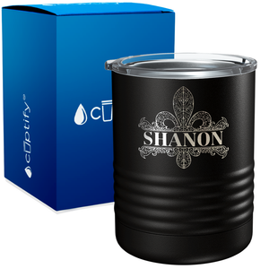 Personalized Fleur de Lis Engraved on 10oz Lowball Tumbler
