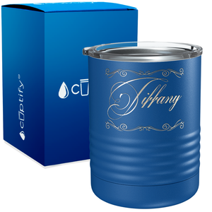 Personalized Scroll Script Engraved on 10oz Lowball Tumbler