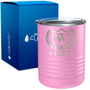 Personalized Monogram with Laurels Engraved on 10oz Lowball Tumbler
