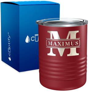 Personalized Vintage Block Engraved on 10oz Lowball Tumbler