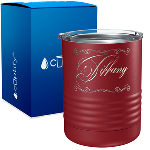 Personalized Scroll Script Engraved on 10oz Lowball Tumbler