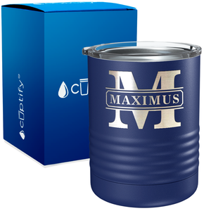 Personalized Vintage Block Engraved on 10oz Lowball Tumbler