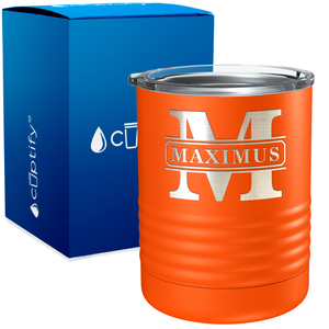 Personalized Vintage Block Engraved on 10oz Lowball Tumbler