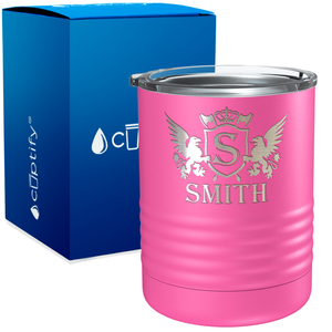 Personalized Monogram Initial Badge Crown Engraved on 10oz Lowball Tumbler