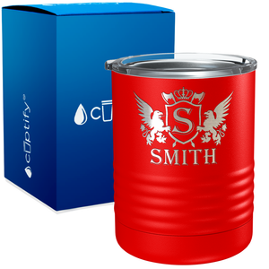 Personalized Monogram Initial Badge Crown Engraved on 10oz Lowball Tumbler