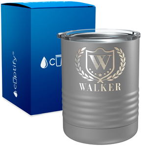 Personalized Monogram with Laurels Engraved on 10oz Lowball Tumbler