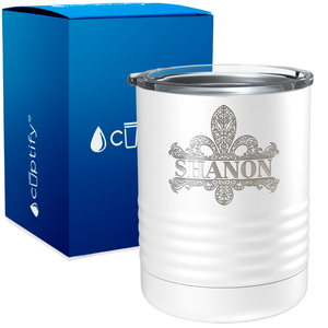 Personalized Fleur de Lis Engraved on 10oz Lowball Tumbler