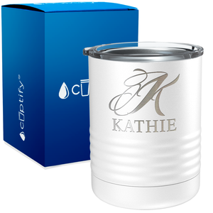 Personalized Script Initial and Name Engraved on 10oz Lowball Tumbler