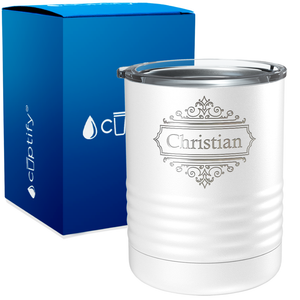 Personalized Crest Border Engraved on 10oz Lowball Tumbler