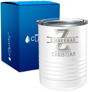 Personalized Initial Block Engraved on 10oz Lowball Tumbler