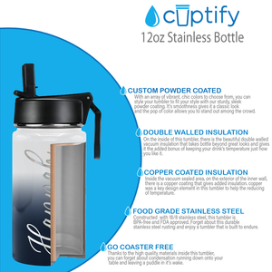 Cuptify Personalized Laser Engraved on Snowy Mountains Ombre 12 oz Sports Bottle