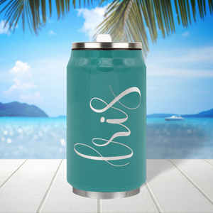 Cuptify Personalized on Aqua Blue Gloss 12 oz Cola Can Bottle