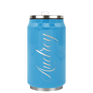 Cuptify Personalized on Baby Blue Gloss 12 oz Cola Can Bottle