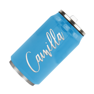 Cuptify Personalized on Baby Blue Gloss 12 oz Cola Can Bottle