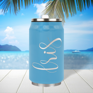 Cuptify Personalized on Baby Blue Gloss 12 oz Cola Can Bottle