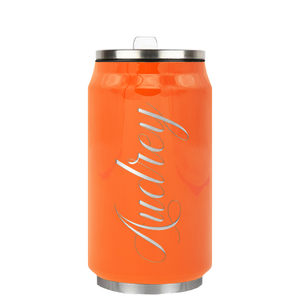 Cuptify Personalized on Bright Orange Gloss 12 oz Cola Can Bottle