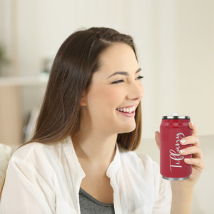 Cuptify Personalized on Blood Red Gloss 12 oz Cola Can Bottle