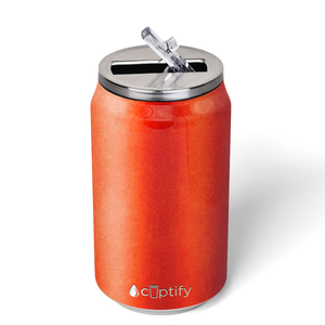 Orange Glitter 12oz Cola Can Bottle