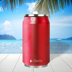 Red Glitter 12oz Cola Can Bottle