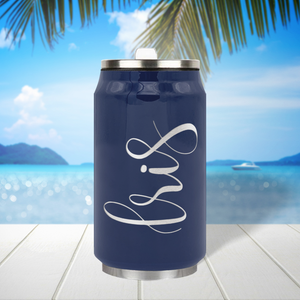 Cuptify Personalized on Navy Blue Gloss 12 oz Cola Can Bottle