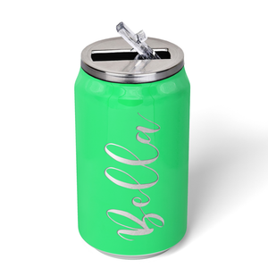 Cuptify Personalized on Neon Green Gloss 12 oz Cola Can Bottle