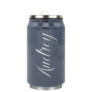 Cuptify Personalized on Periwinkle Gray Gloss 12 oz Cola Can Bottle
