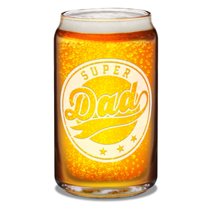 Super Dad Etched on 16 oz Beer Glass Can