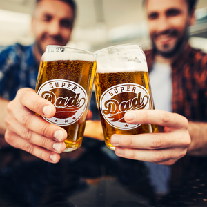 Super Dad Etched on 16 oz Beer Glass Can