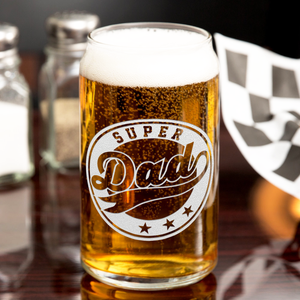 Super Dad Etched on 16 oz Beer Glass Can