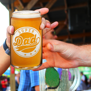 Super Dad Etched on 16 oz Beer Glass Can