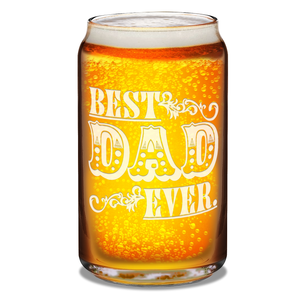 Best Dad Ever Design Etched on 16 oz Beer Glass Can