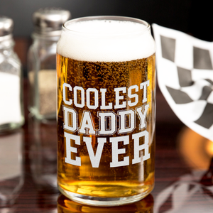 Coolest Daddy Ever Etched on 16 oz Beer Glass Can