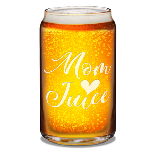 Mom Juice Etched on 16 oz Beer Glass Can