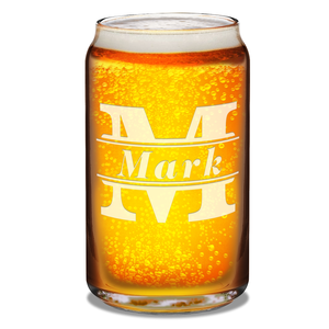 Personalized Initial Classic Block Etched 16 oz Glass Can