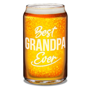 Best Grandpa Ever Etched on 16 oz Beer Glass Can