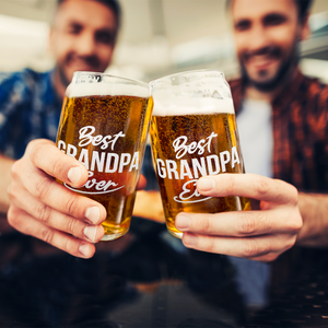 Best Grandpa Ever Etched on 16 oz Beer Glass Can