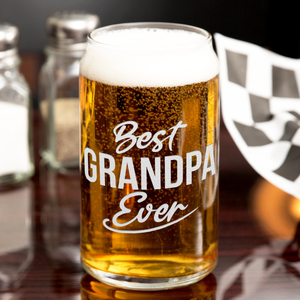Best Grandpa Ever Etched on 16 oz Beer Glass Can