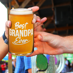 Best Grandpa Ever Etched on 16 oz Beer Glass Can