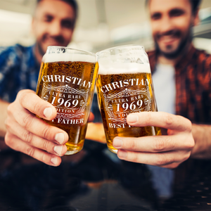 Personalized Year Ultra Rare Edition Best Father Etched 16 oz Glass Can